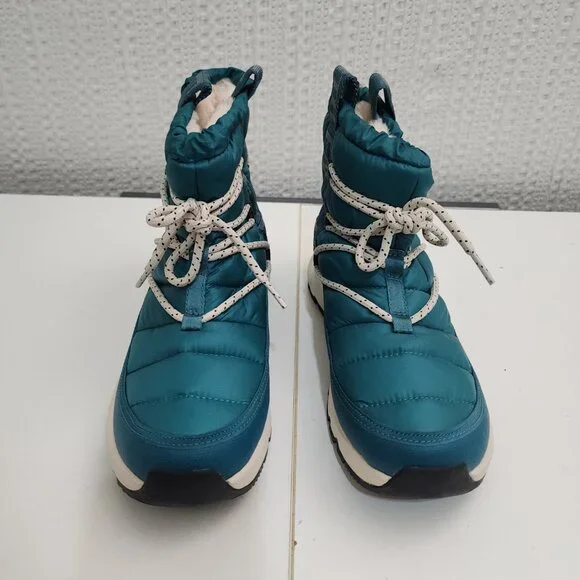 The North Face Women's ThermoBall Lace Up Waterproof Boots Teal Blue Size 9 - Picture 3 of 13